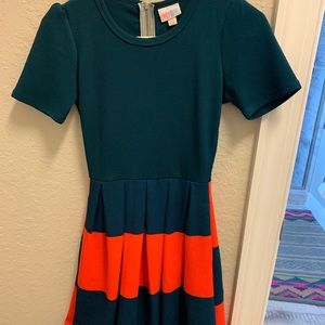 LuLaRoe Amelia dress XXS 0 teal and red